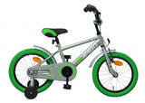 Sports 16 inch 25,4 cm jongens terugtraprem grijs/groen
