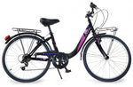 Roadster 24 inch 37 cm meisjes 6v v-brake zwart/paars
