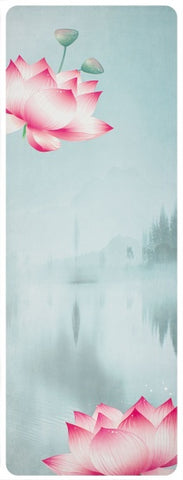 suède yogamat met print 183 x 68 cm groen/roze