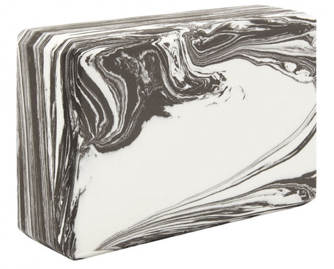 yogablok marmer zwart/wit 22,5 x 15 x 7,5 cm