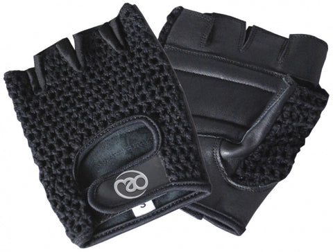 fitness-handschoenen leer/mesh zwart maat S/M