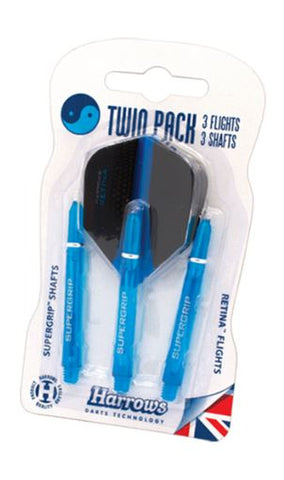 dartset Twin Pack Retina medium 47 mm blauw/zwart
