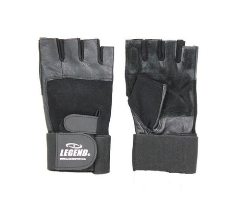 Fitness handschoen leder zwart legend maat M