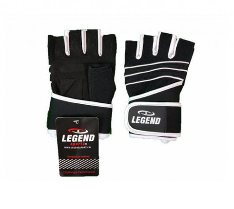 Fitness handschoen legend grip zwart wit maat M