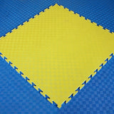 Vechtsportmat 40 mm 1x1 meter blauw/geel per stuk