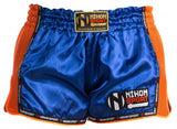 Kickboks broek lage taille heren blauw/oranje maat l