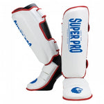 Scheenbeschermers vechtsport rood/wit/blauw maat xl
