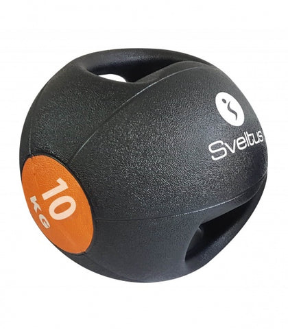 medicine ball dubbele grip 10 kg zwart