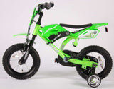 Motobike 12 inch 21,5 cm jongens terugtraprem groen