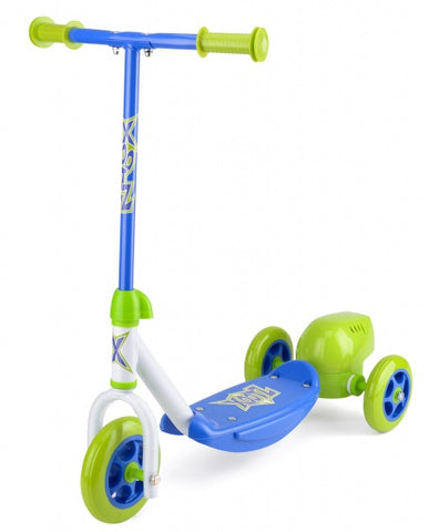 3-wiel kinderstep bubble scooter jongens voetrem groen/blauw