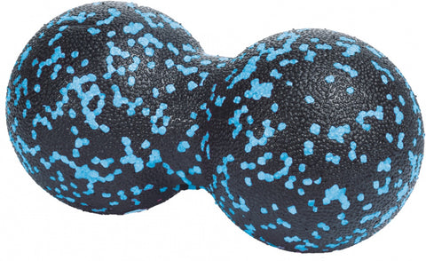 dubbele massageballen zwart/blauw 16 cm